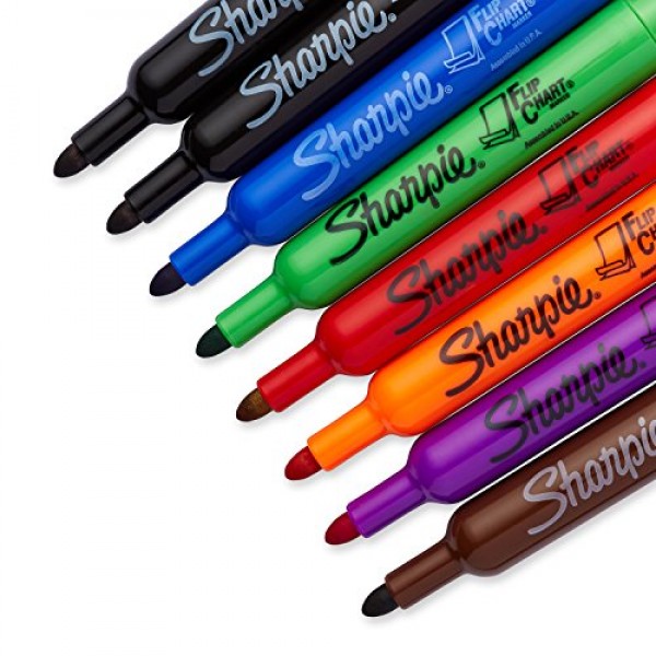 Sharpie Flip Chart Markers, Bullet Tip, Assorted Colors, 8 Count