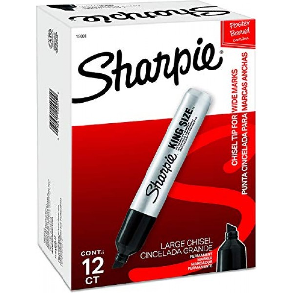 Sharpie King Size Permanent Markers, Chisel Tip Markers for Work a...