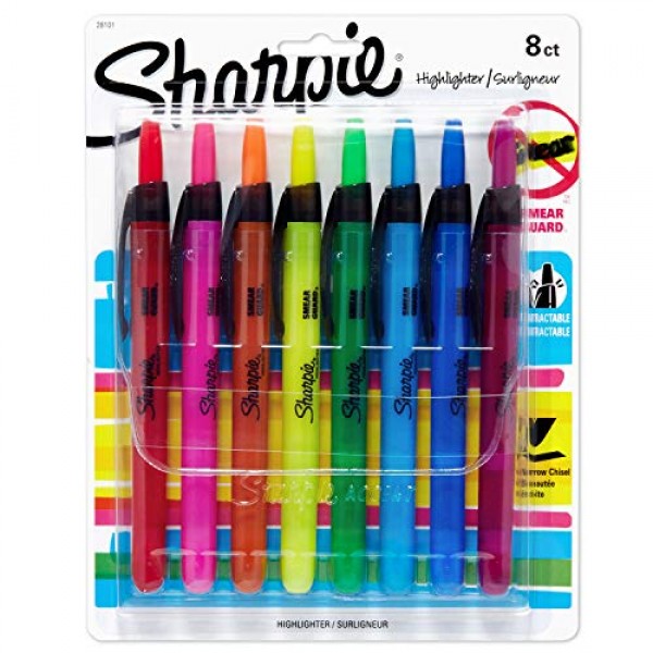 Sharpie Liquid Retractable Highlighters Assorted Colors, Chisel Ti...