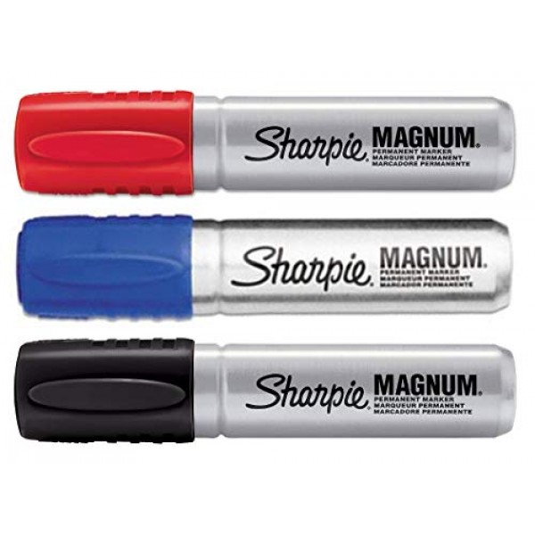 Sharpie Magnum - Blue + Black + Red - 3-Color Bundle - Magnum Over...