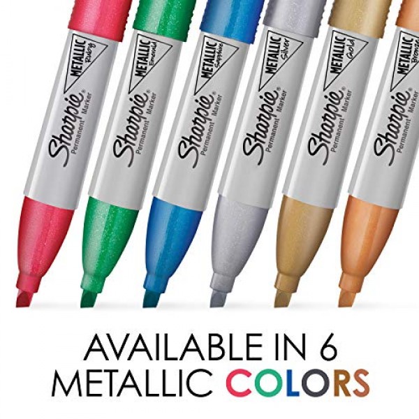 Sharpie Metallic Permanent Markers, Chisel Tip, Assorted Colors, 3...