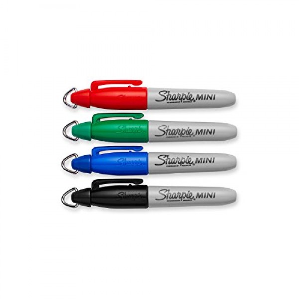 Sharpie Mini Permanent Markers, Fine Point, Assorted Colors, 4 Cou...
