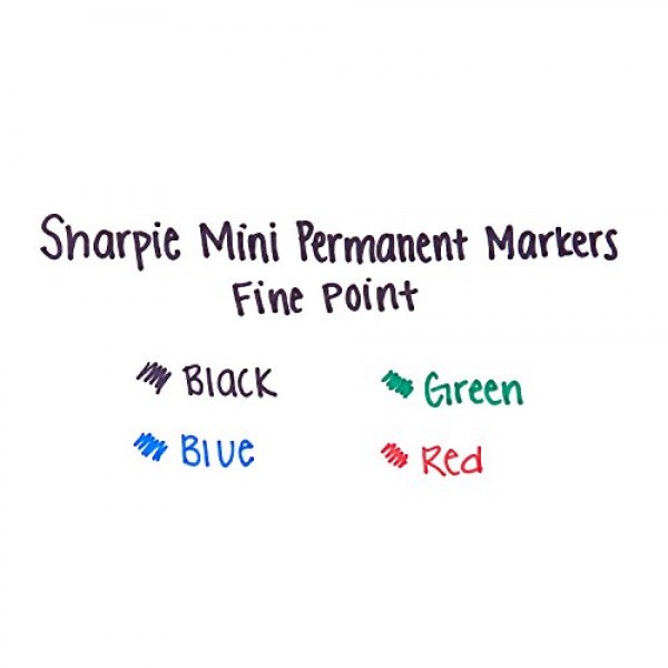 Sharpie Mini Permanent Markers, Fine Point, Assorted Colors, 4 Cou...