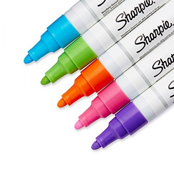 Sharpie Oil Based Paint Marker, Assorted Fashion Colors, Pack of 5