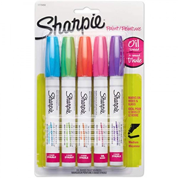 Sharpie Oil Based Paint Marker, Assorted Fashion Colors, Pack of 5