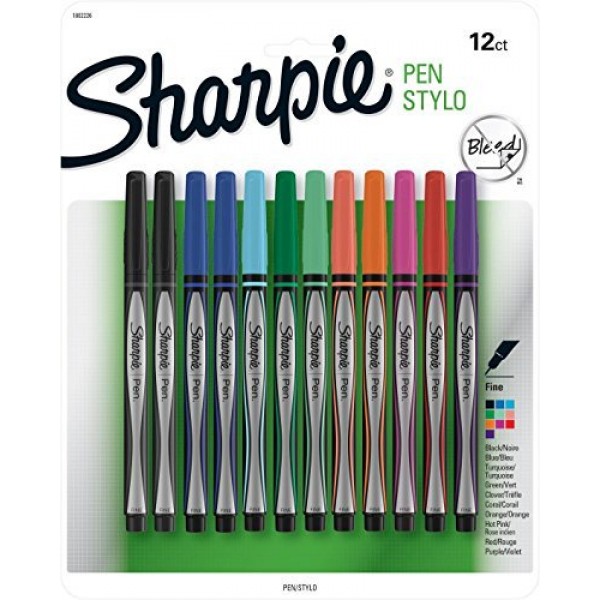 Sharpie Pen | Fine Point, Assorted Colors, Quick Drying Ink, 12 Count