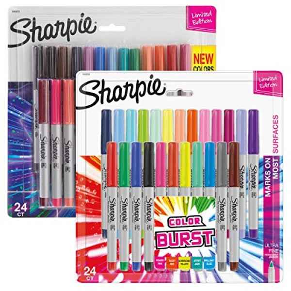 Sharpie Permanent Markers, 24-Count Cosmic Color & 24-Count Colorb...