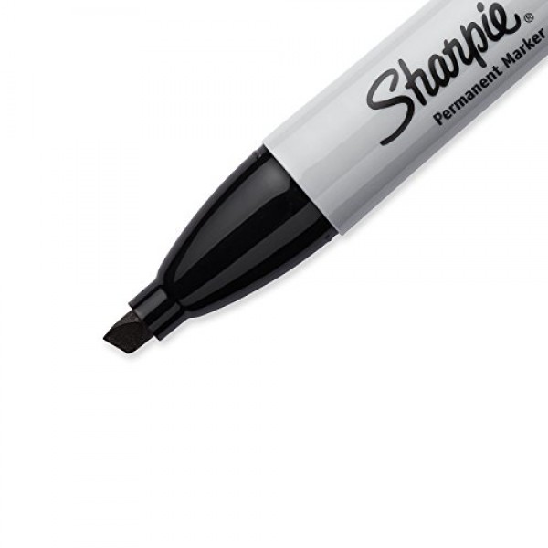Sharpie Permanent Markers, Chisel Tip, Black, 4 Count