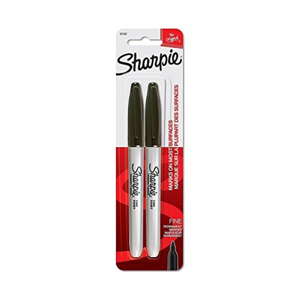 Sharpie Permanent Markers, Fine Point, Black Ink, Pack of 12 30162