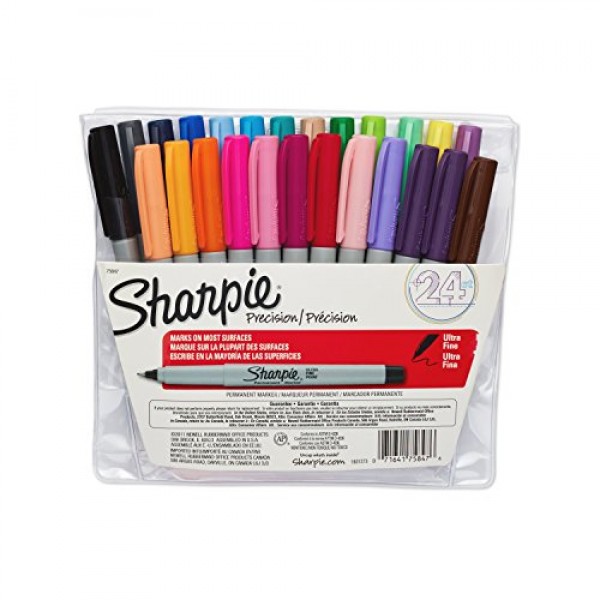 Sharpie Permanent Markers, Ultra Fine Point, Assorted Colors, 24-C...