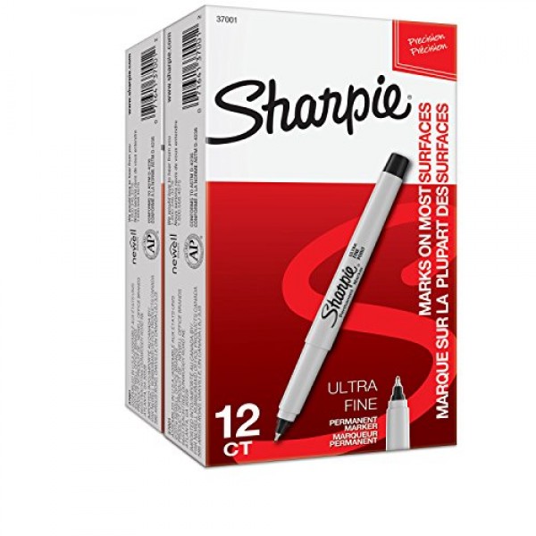 Sharpie Permanent Markers, Ultra-Fine Point, Black, 24-Count