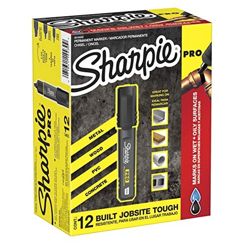 Sharpie Pro Permanent Marker, Medium, Chisel Tip, Black, 12-Count ...