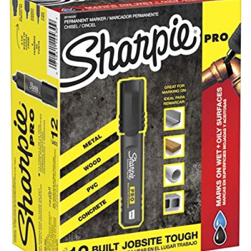 Sharpie Pro Permanent Marker, Medium, Chisel Tip, Black, 12-Count ...