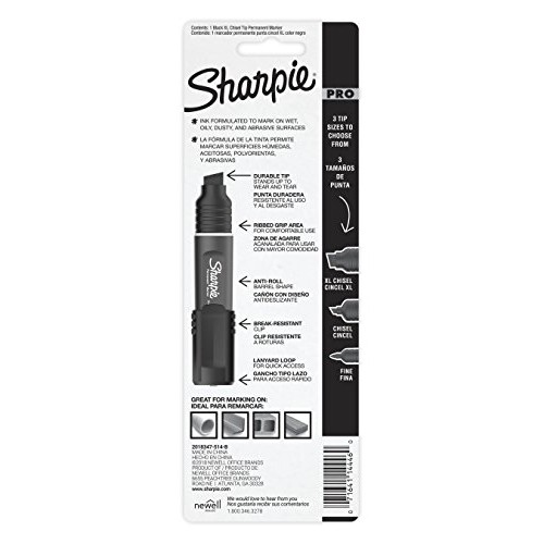 Sharpie Pro Permanent Marker, XL, Chisel Tip, Black Marker 2018347