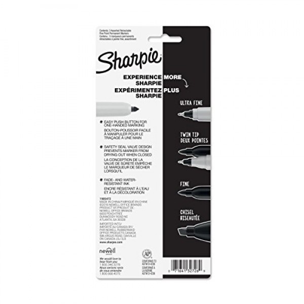 Sharpie Retractable Permanent Markers, Fine Point, Assorted Colors...