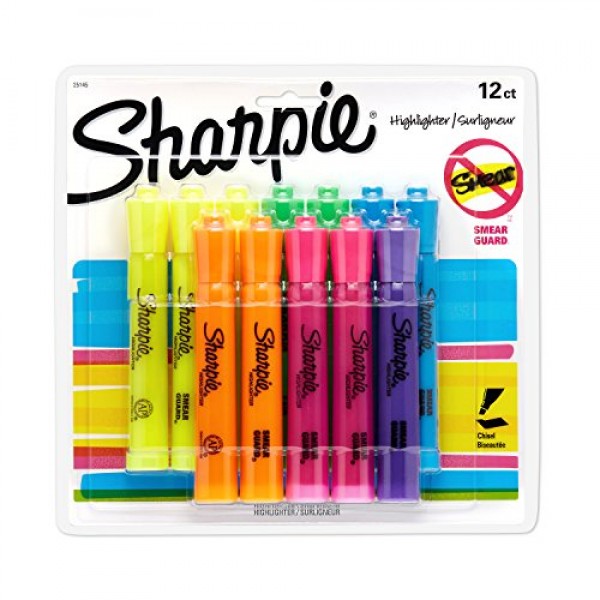 Sharpie Tank Highlighters Assorted Fluorescent Colors, Chisel Tip ...