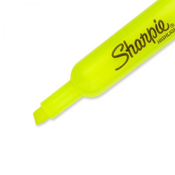 Sharpie Tank Style Highlighters, Chisel Tip, Fluorescent Yellow, 4...