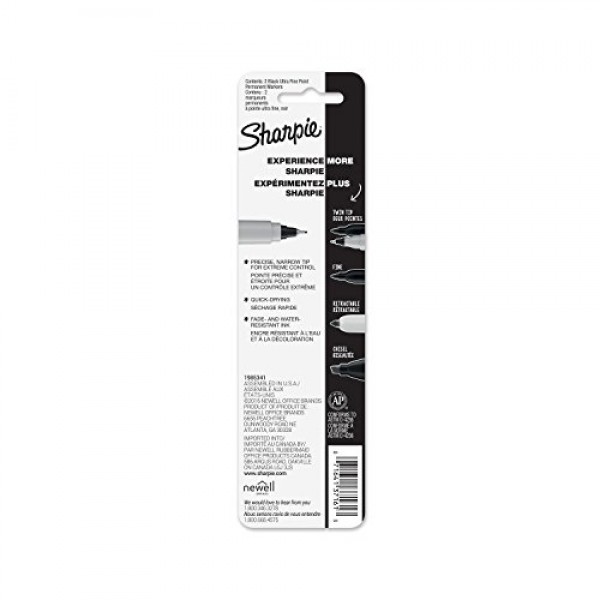 Sharpie Ultra Fine Point Permanent Markers, Black Ink, Resists Fad...