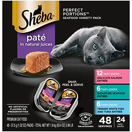 SHEBA PERFECT PORTIONS Paté Wet Cat Food Trays 24 Count, 48 Servi...