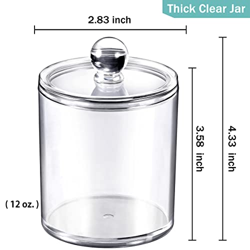 6 Pack of 12 Oz. Qtip Dispenser Apothecary Jars Bathroom with Labe...