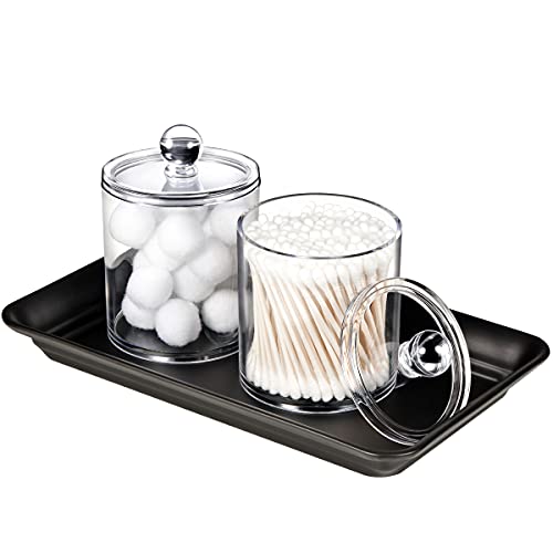 6 Pack of 12 Oz. Qtip Dispenser Apothecary Jars Bathroom with Labe...