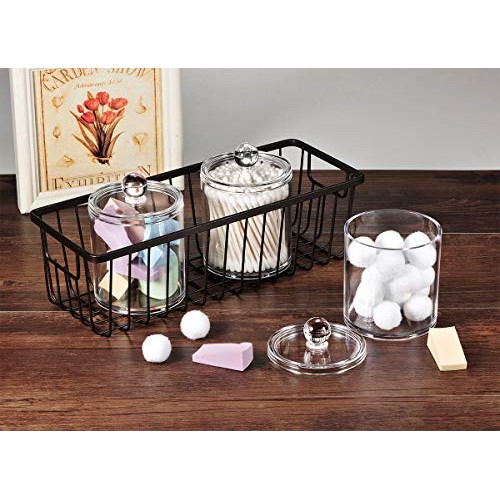6 Pack of 12 Oz. Qtip Dispenser Apothecary Jars Bathroom with Labe...