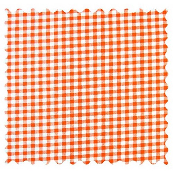 SheetWorld 100% Cotton Percale Fabric by The Yard, Orange Gingham ...