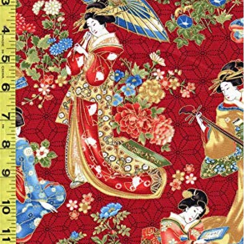 Japanese, Asian, Quilting, Sewing Fabric - Kyoto Garden - Geisha G...