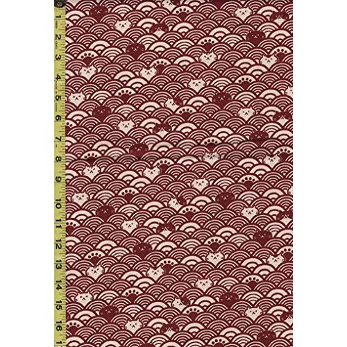 Japanese Novelty Quilting, Sewing Fabric - Cosmo Cat Faces & Waves...