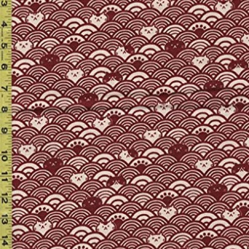 Japanese Novelty Quilting, Sewing Fabric - Cosmo Cat Faces & Waves...