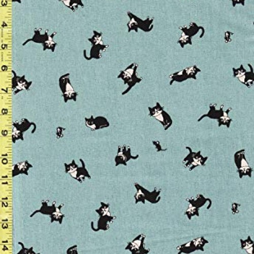 Japanese Novelty Quilting Sewing Fabric - Hishiei Tuxedo Cats - Co...