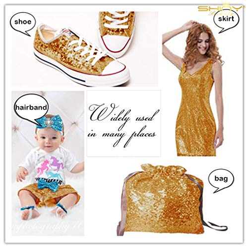 15 Feet Sequin Fabric by The 5 Yards Gold Sequin Fabric for Sewing...