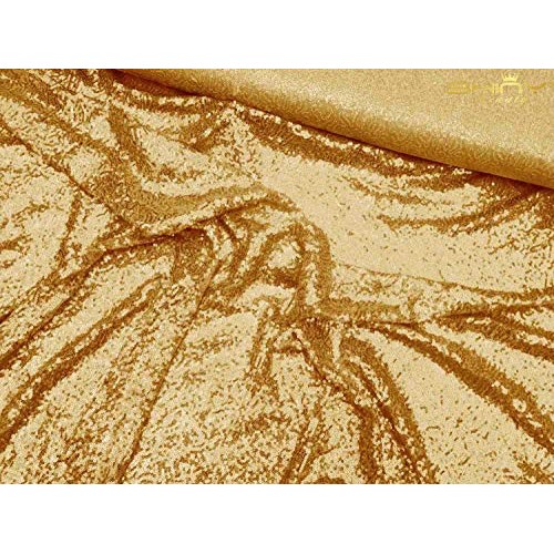 3 Feet 1 Yards Gold Sequin Fabric, by The Yard, Sequin Fabric, Tab...
