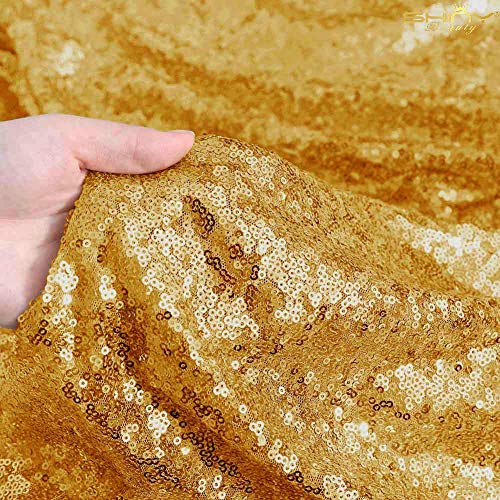 3 Feet 1 Yards Gold Sequin Fabric, by The Yard, Sequin Fabric, Tab...