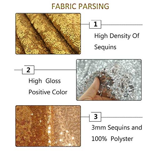 3 Feet 1 Yards Gold Sequin Fabric, by The Yard, Sequin Fabric, Tab...