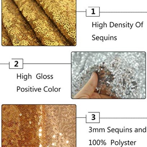 3 Feet 1 Yards Gold Sequin Fabric, by The Yard, Sequin Fabric, Tab...