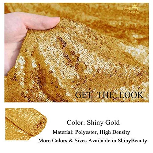 Gold Sequin Fabric 6 Feet Sparkly Fabric by The 2 Yards-Shiny Gold...