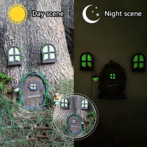 Fairy Door and Windows for Trees Glow in The Dark Ornaments Kits -...