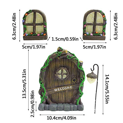 Fairy Door and Windows for Trees Glow in The Dark Ornaments Kits -...