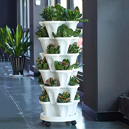 Stackable Garden Planter, Indoor Outdoor Vertical Planter Set - Se...