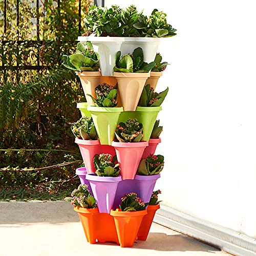 Stackable Garden Planter, Indoor Outdoor Vertical Planter Set - Se...