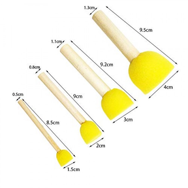 60pcs Assorted Round Paint Foam Sponge Brush Set Painting Tools, B...