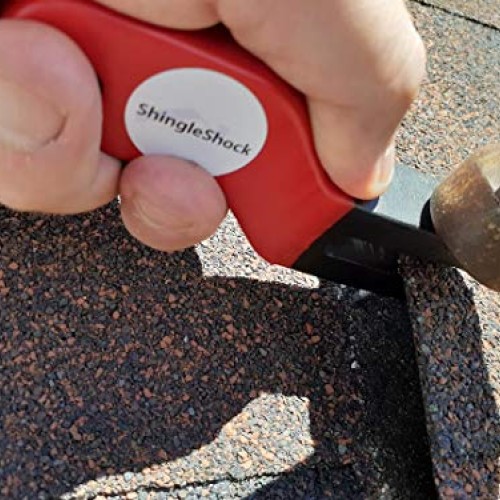 ShingleShock Roof Shingle Installer Roofing Tool, Steel Black, Rub...