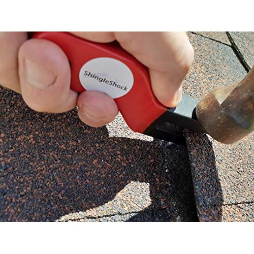 ShingleShock Roof Shingle Installer Roofing Tool, Steel Black, Rub...