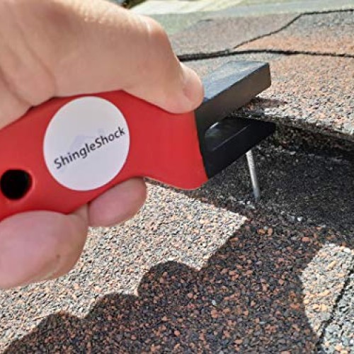 ShingleShock Roof Shingle Installer Roofing Tool, Steel Black, Rub...