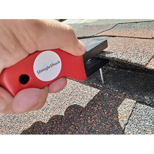 ShingleShock Roof Shingle Installer Roofing Tool, Steel Black, Rub...