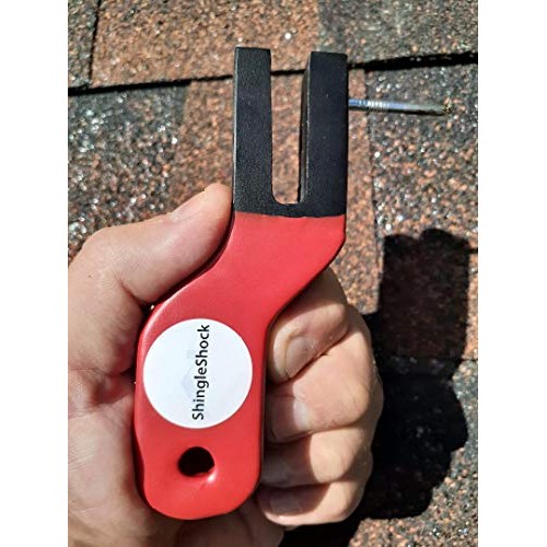 ShingleShock Roof Shingle Installer Roofing Tool, Steel Black, Rub...