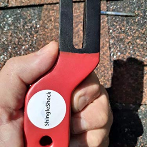 ShingleShock Roof Shingle Installer Roofing Tool, Steel Black, Rub...
