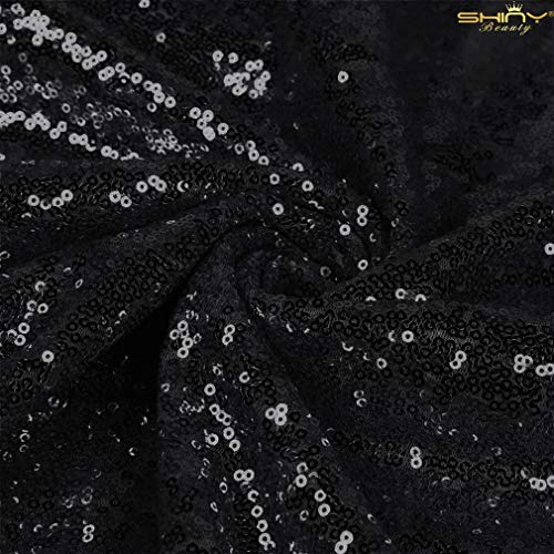 ShinyBeauty Xmas Sparkly Decoration 3 Feet 1 Yard Sequin Fabric-Black