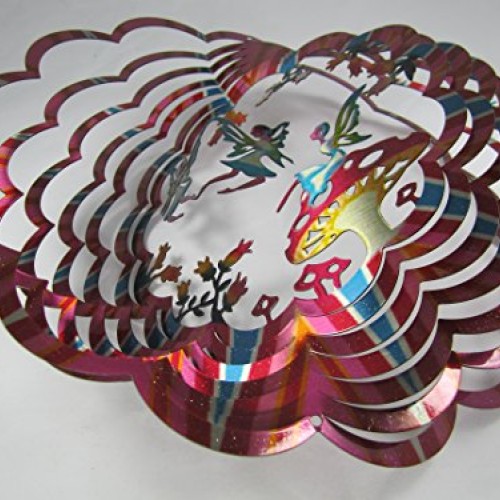 WorldaWhirl Whirligig 3D Wind Spinner Hand Painted Stainless Fairy...